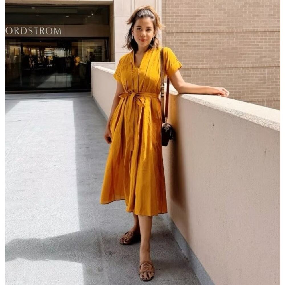 RARE ZARA Burnt Orange Cotton Midi Dress NWT - Picture 10 of 16